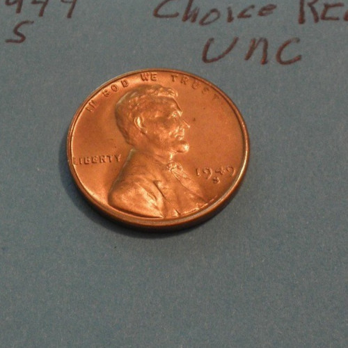 1949 S    CHOICE  RED UNCIRCULATED  WHEAT CENT #4