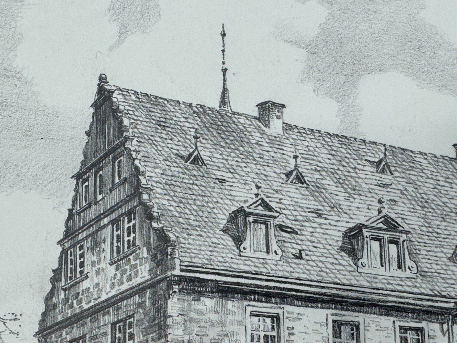 * HEINZ WEHLISCH DRAWING CASTLE BORLINGHAUSEN DISTRICT WARBURG