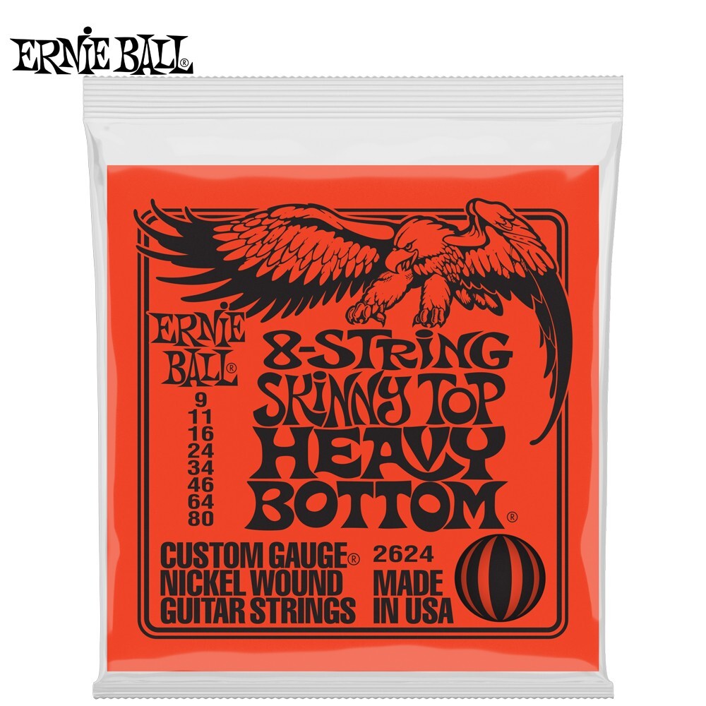 Ernie Ball 2624 8-String Skinny Top Heavy Bottom Electric Guitar Strings 9-80