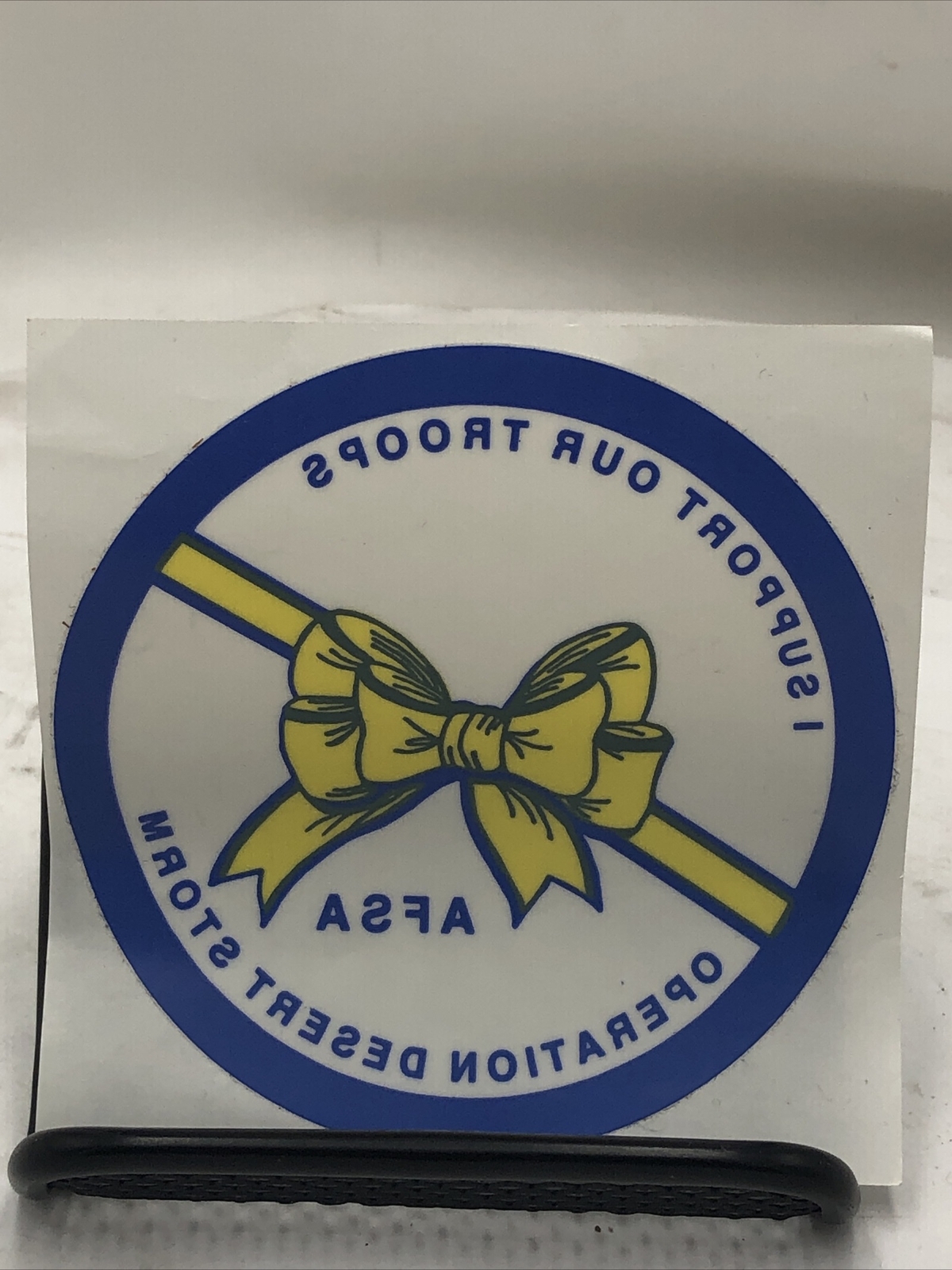 Vintage Window Sticker AFSA Desert Storm Troop Support Yellow Ribbon
