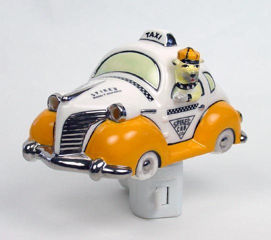 Spikes Cab Taxi Cab Car Ceramic 3D Night Light Bulldog On/Off Swivel Plug Cute!!