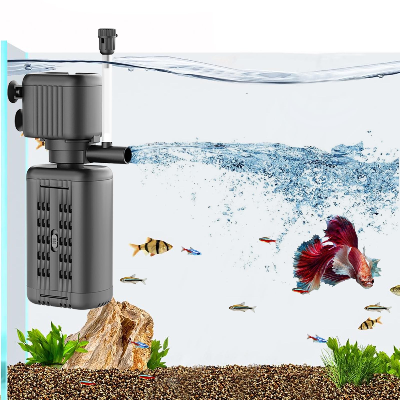 40-150 Gallon Internal Aquarium Filter 4-In-1 Submersible Power Fish Tank Filte