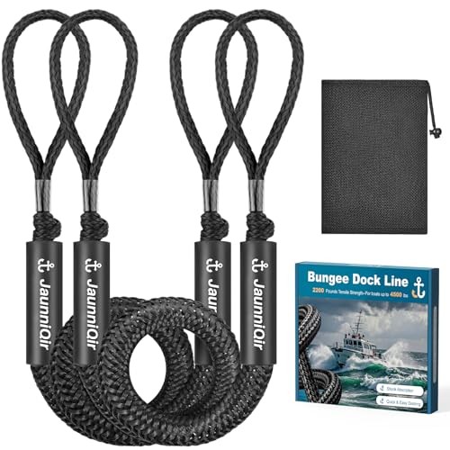 2200lb Bungee Dock Lines Shock Absorbing Mooring Ropes with Foam 4-5.5ft Black