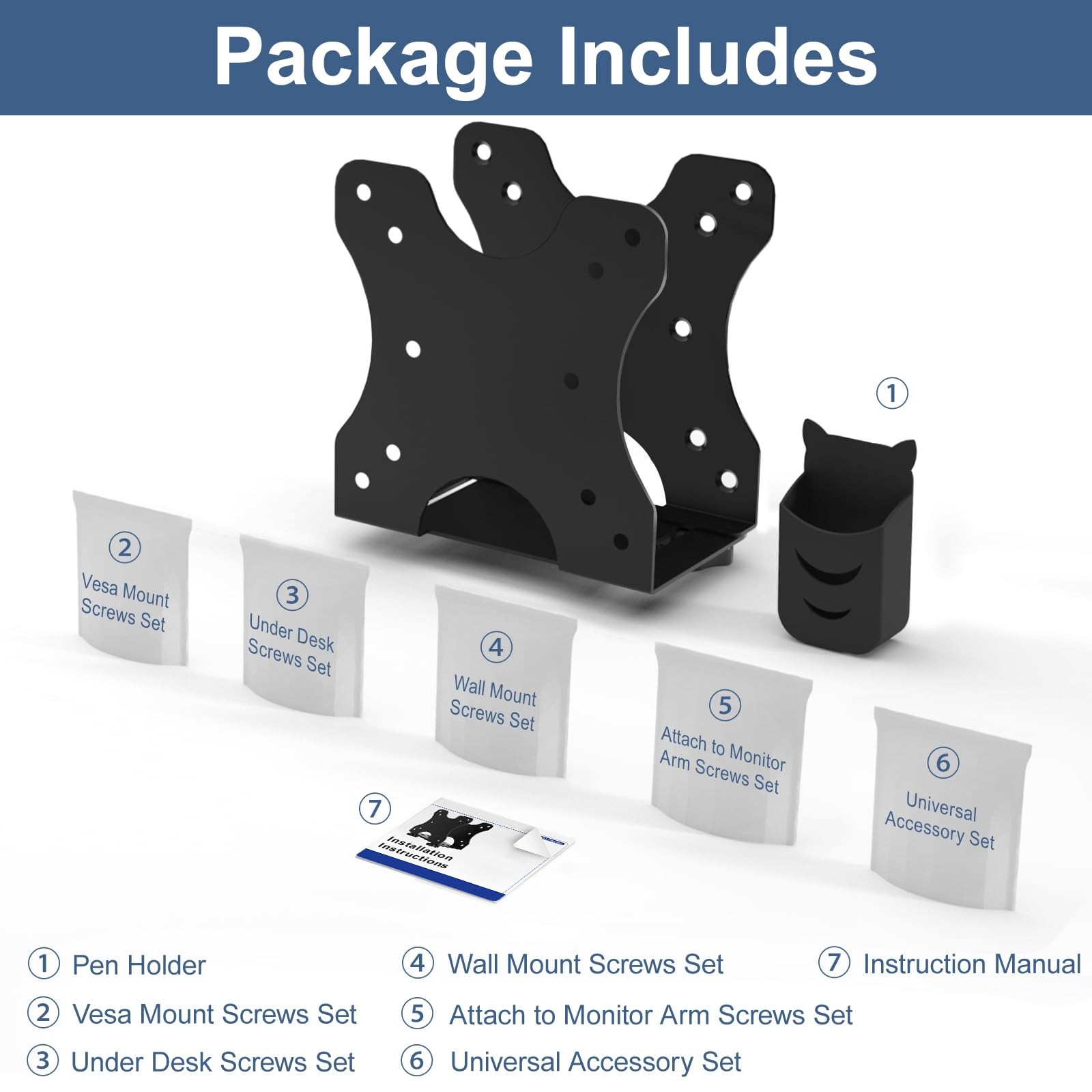 Adjustable Thin Client Mini PC Mount Bracket, Mini PC Vesa Mount, Under Desk ...