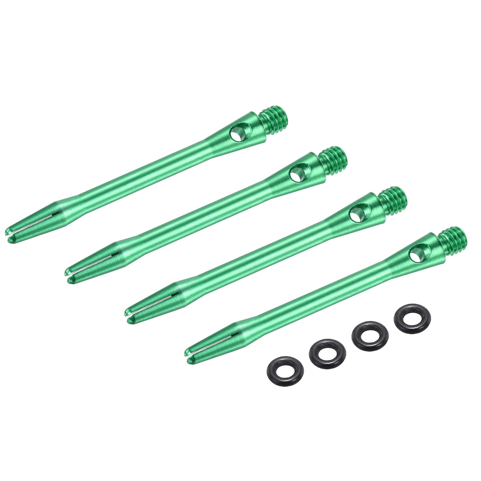 4Pcs 2BA Aluminum Dart Shafts for Steel Tip with Rubber Rings, 48mm Green