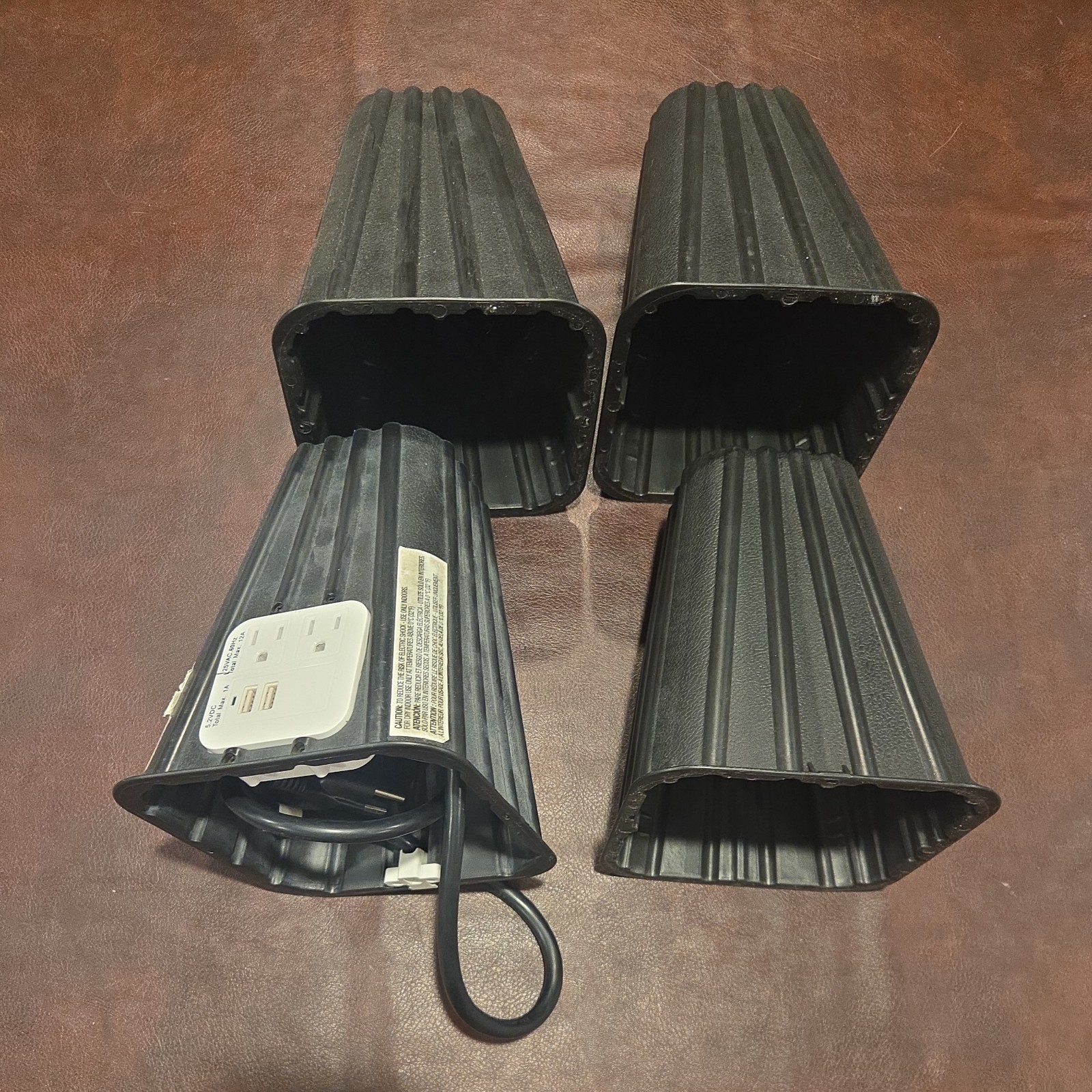 6 inch Plastic Bed Risers with Wheel Caster Stabilizer, Black