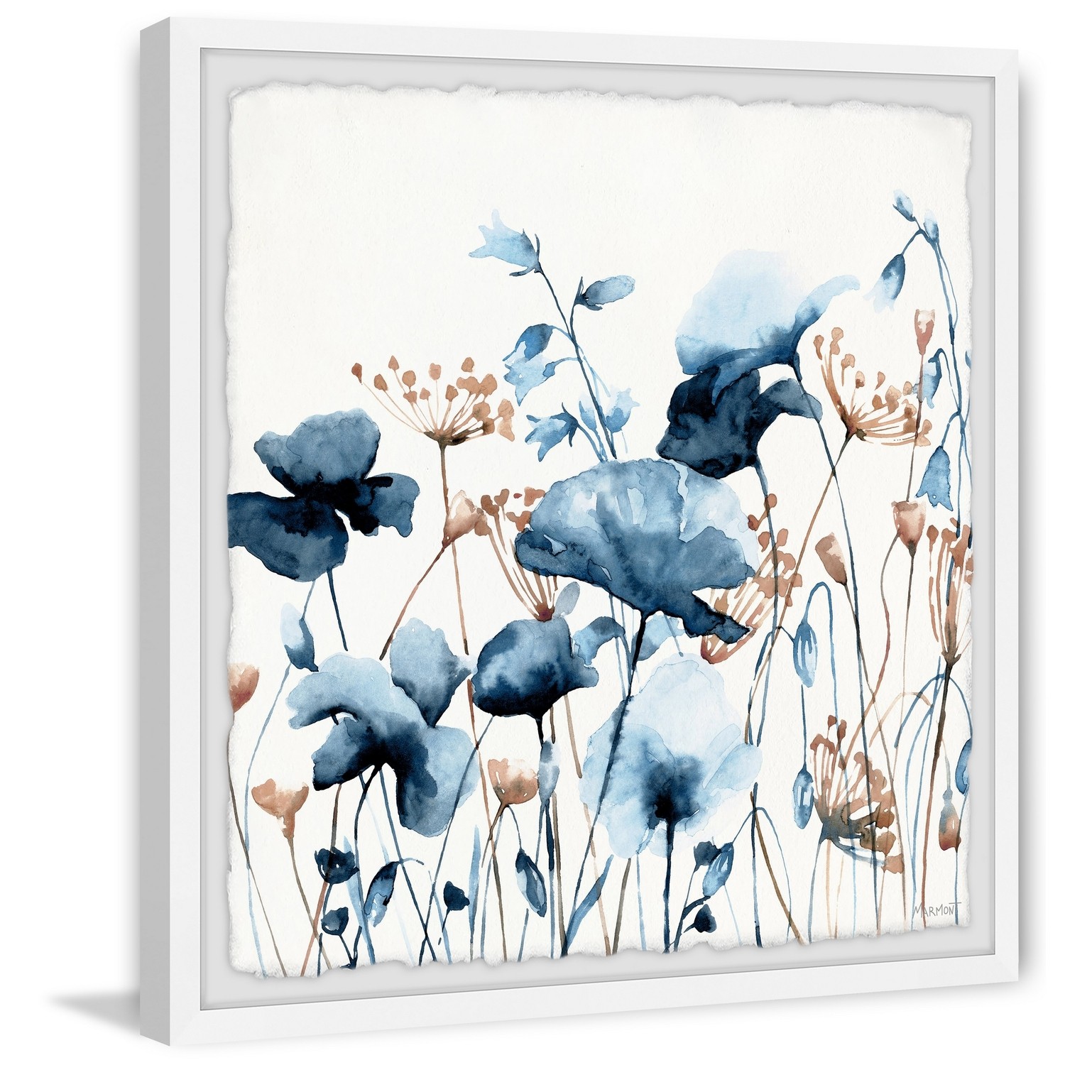 Marmont Hill Blue Flower Fields Framed Painting Print