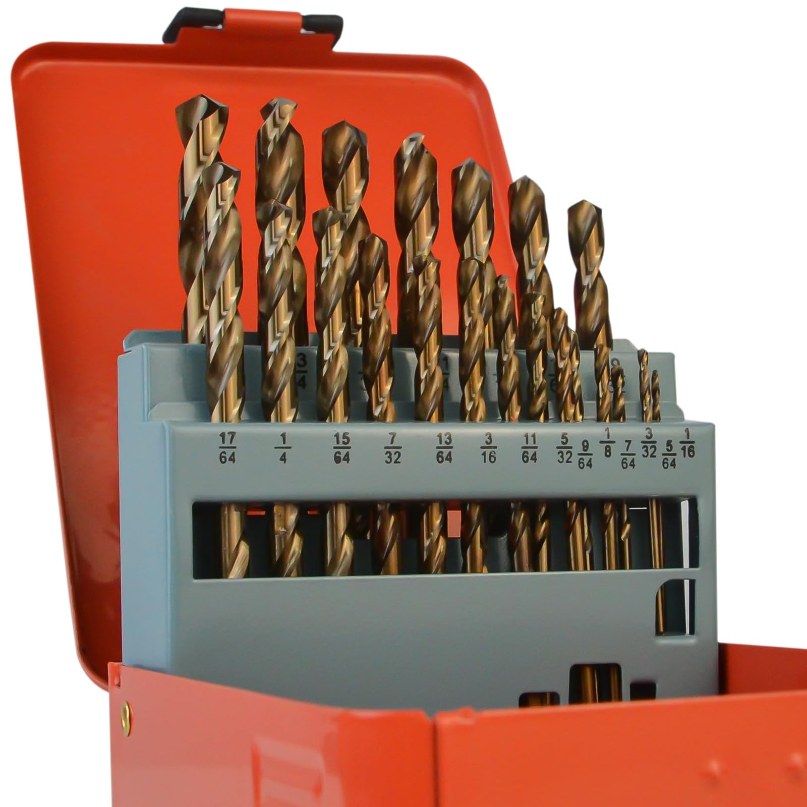 Luckyway 1/16-3/8 in Cobalt Drill Bits Set 21Pcs Jobber Length Twist for Metal W