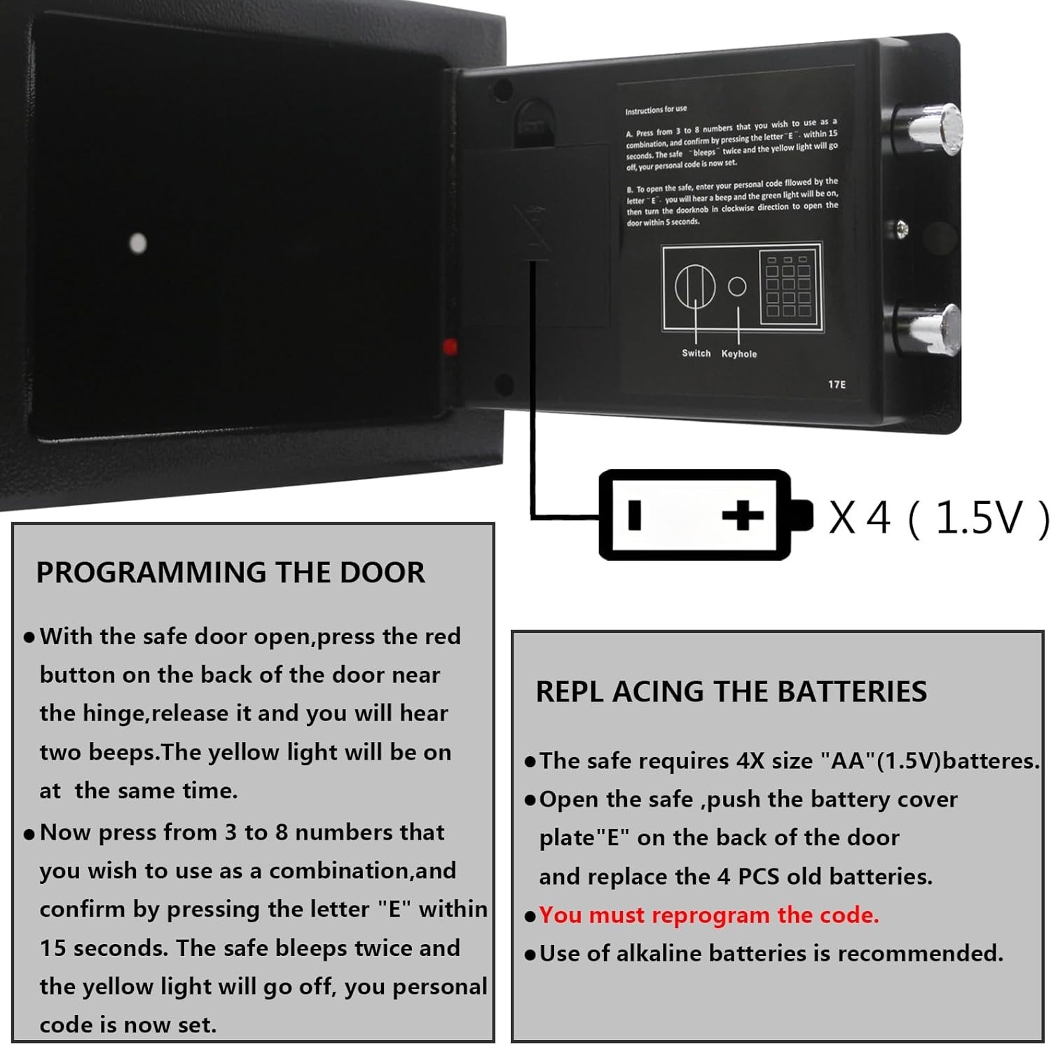 Safe Box with Electronic Keypad, Small Hidden Steel Security Lock Box with Ke...