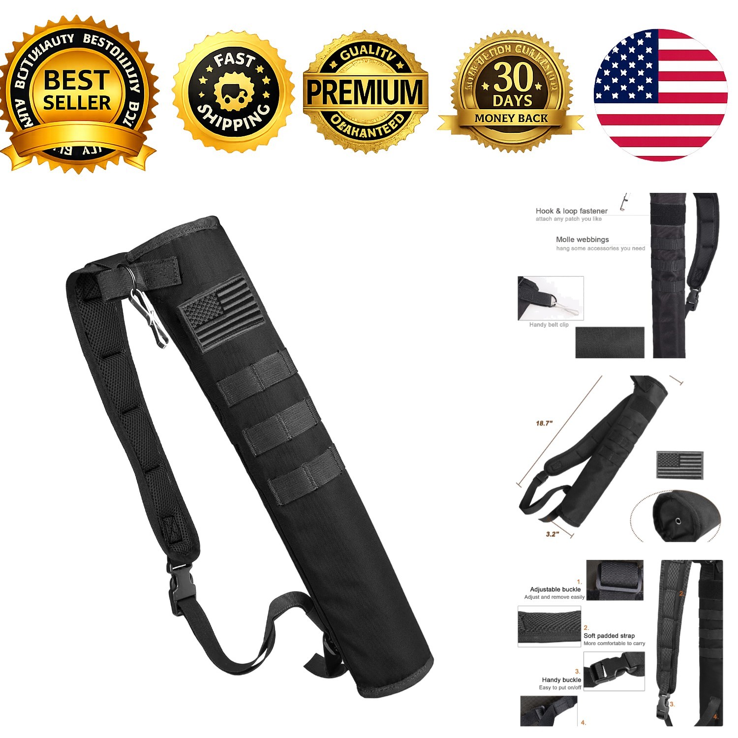 Archery Back Arrow Quiver Dual Use Foldable Hip Arrows Bag Molle System