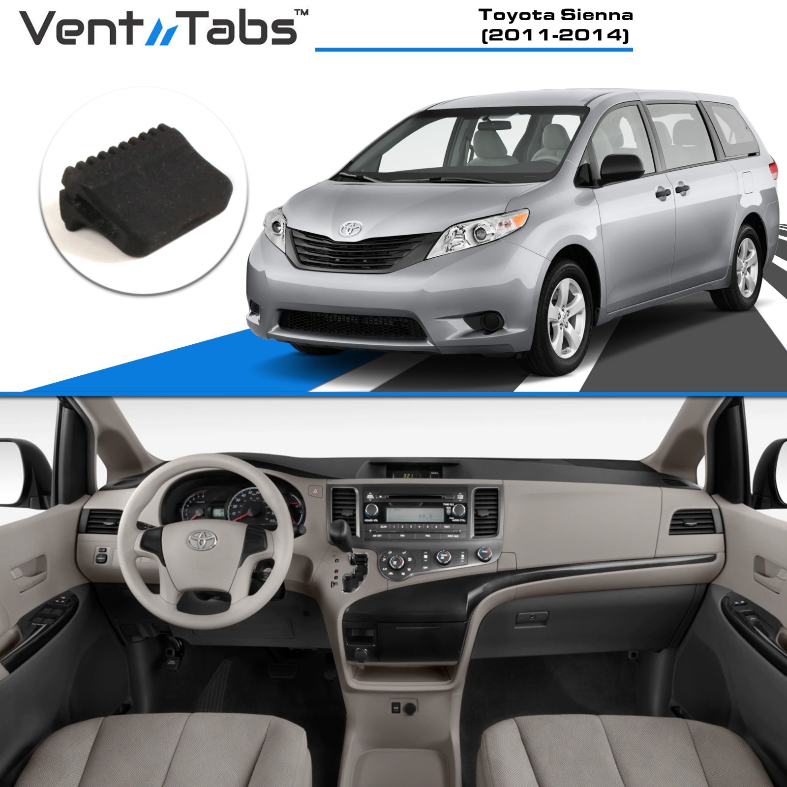 A/C  Center Vent - Vent Tab   - 2011-14  Toyota Sienna  BLACK