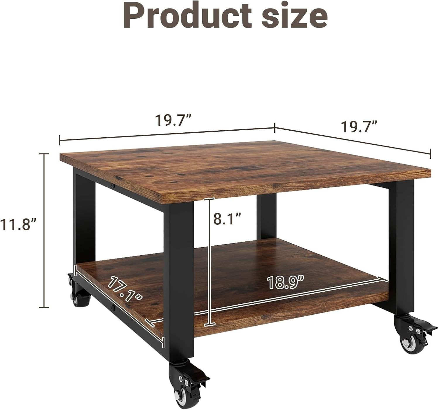 2 Tier Laser Printer Stand,19.7''x19.7''x12.6'' Large Printer Table Copier Stand