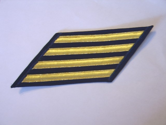 USCG SERVICE HASHMARKS - 16 YEARS SERVICE E1-E6 GOLD ON BLUE MATERIAL NEW