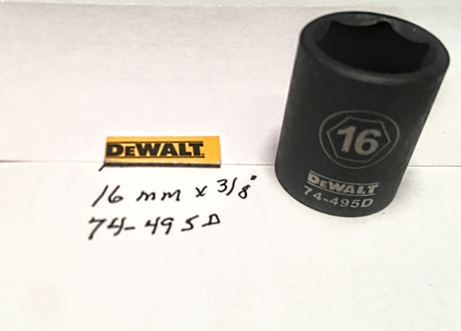 DeWalt  16 mm x 3/8" Dr Impact Socket  6pt  74-495D Free USA Shipping