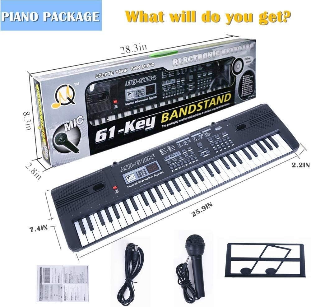 Compact 61-Key Electronic Piano with Multi-Function Features for Beginners