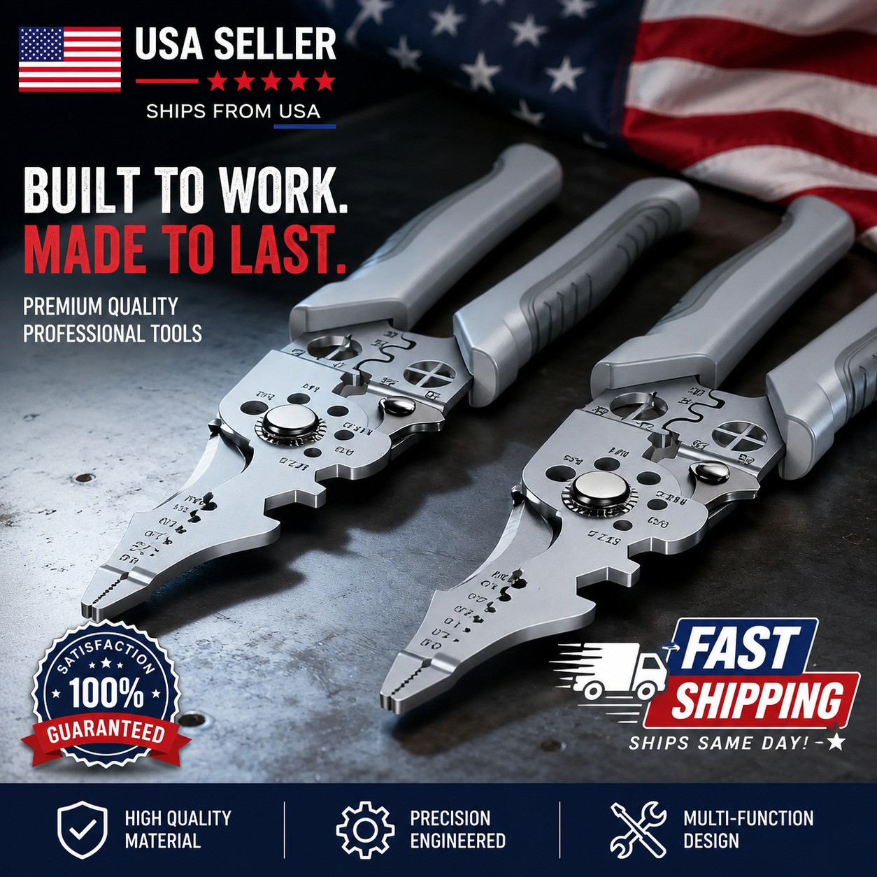 Multifunction Wire Stripper Cutter Crimper Heavy Duty Electrical Pliers Tool