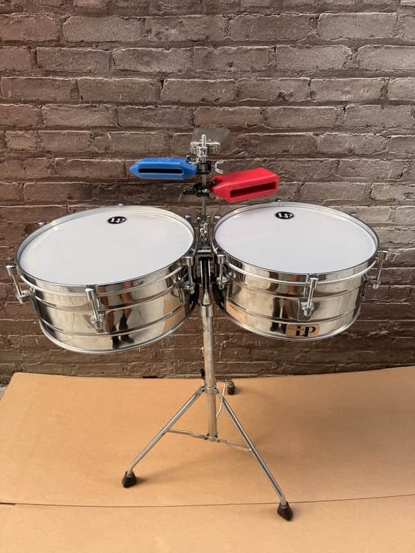 Vintage LP M. Cohen 14"/15" Timbales Set w/ Ludwig Stand + LP & JCR Bells