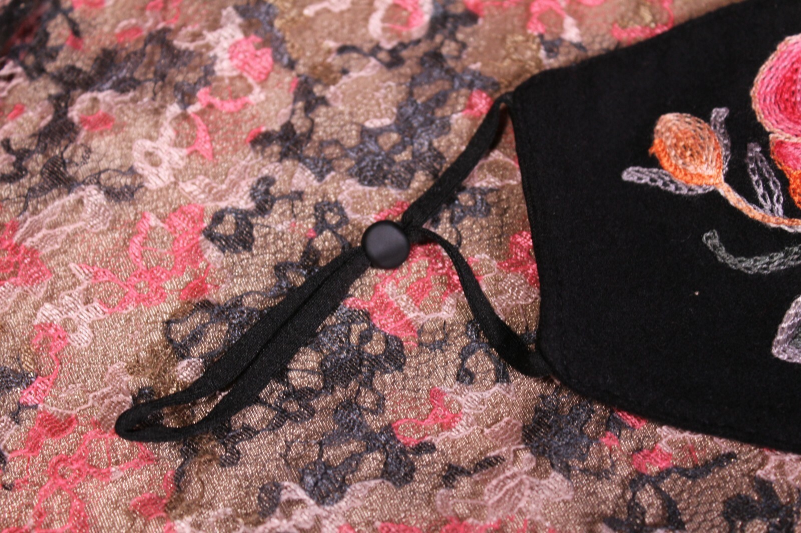 Embroidered Rose Face Mask Boho Comfortable Cotton with Adjustable Ear Loops