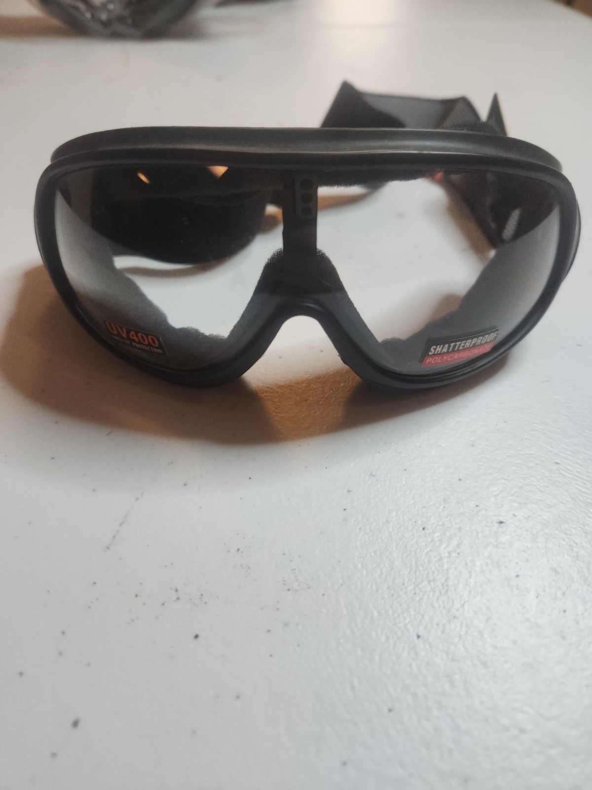 GLOBAL VISION MOTORCYCLE GOOGLES SHATTER PROOF CLEAR LENSE BLACK FRAME WITH...
