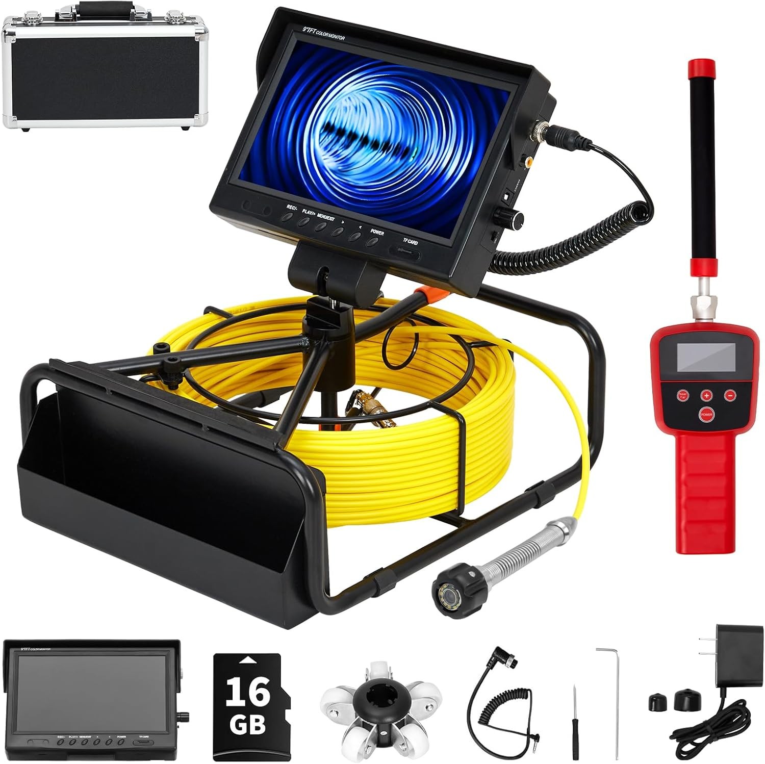 Sewer Camera 100ft 9" Drain Inspection Camera with 512Hz Locator Waterproof IP68