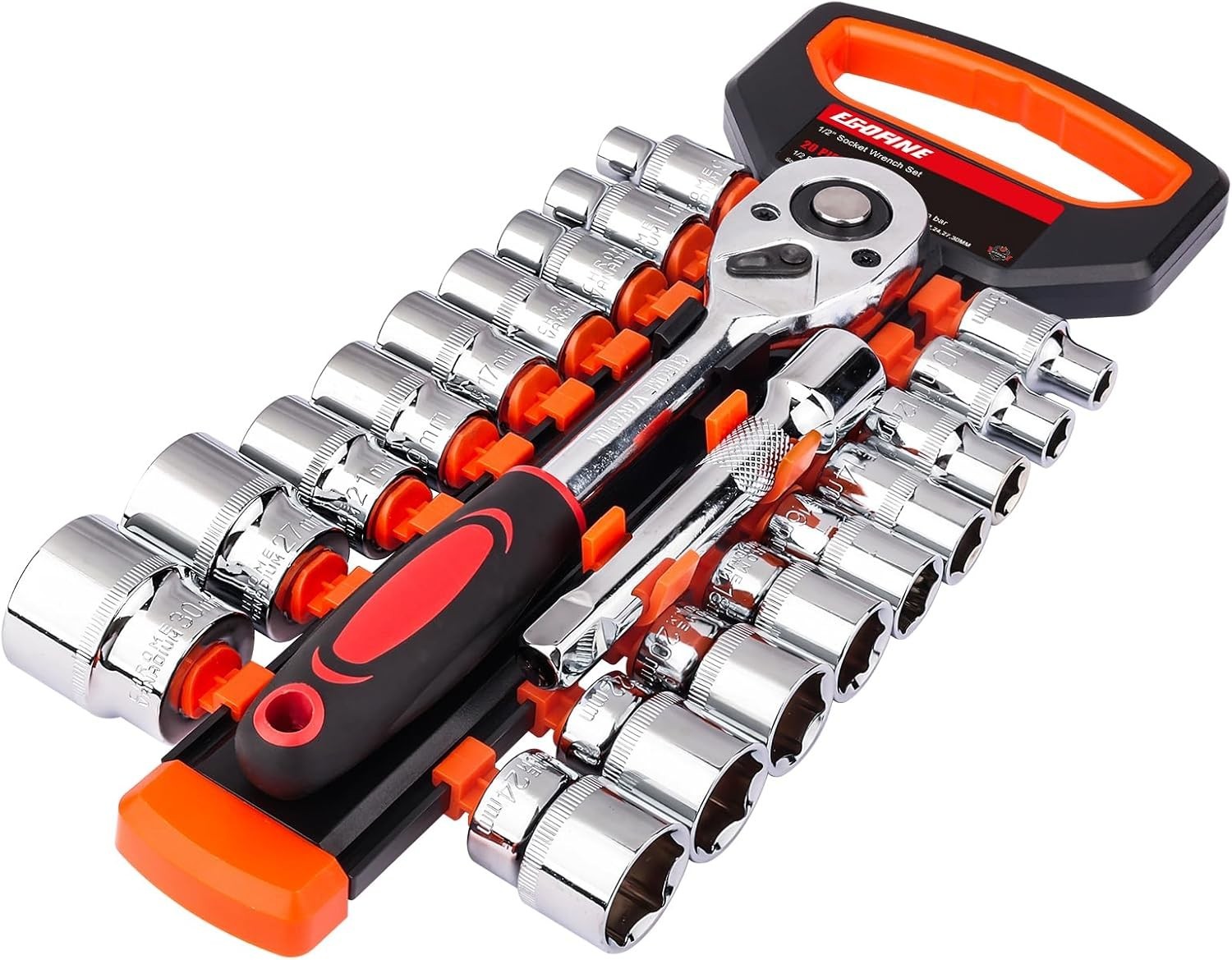 20pcs 1/2 Inch Ratchet Socket Wrench Set, Drive Socket Set with 18 Sockets, 8...