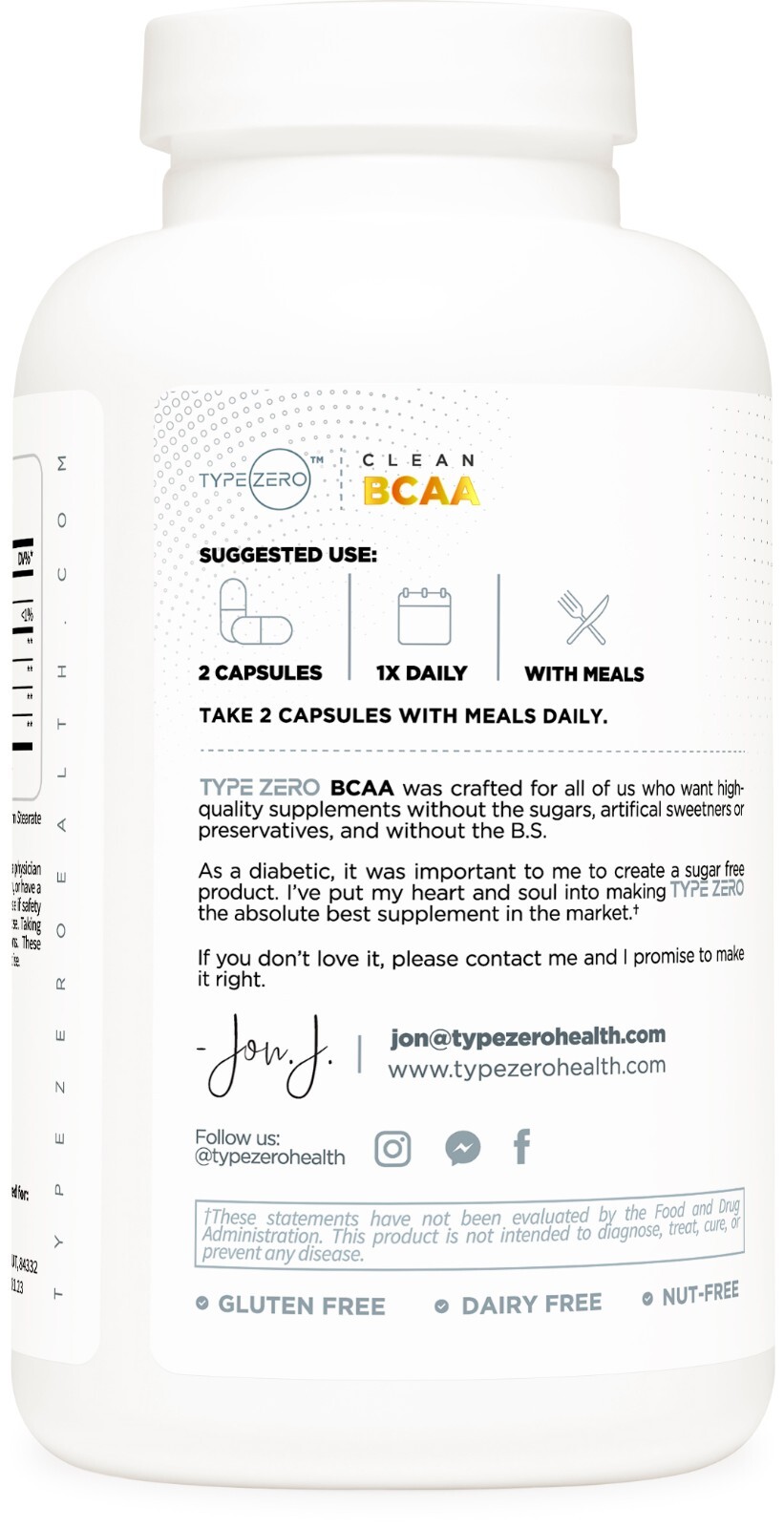 Type Zero BCAA 1000mg (180 Capsules, 90 Servings)