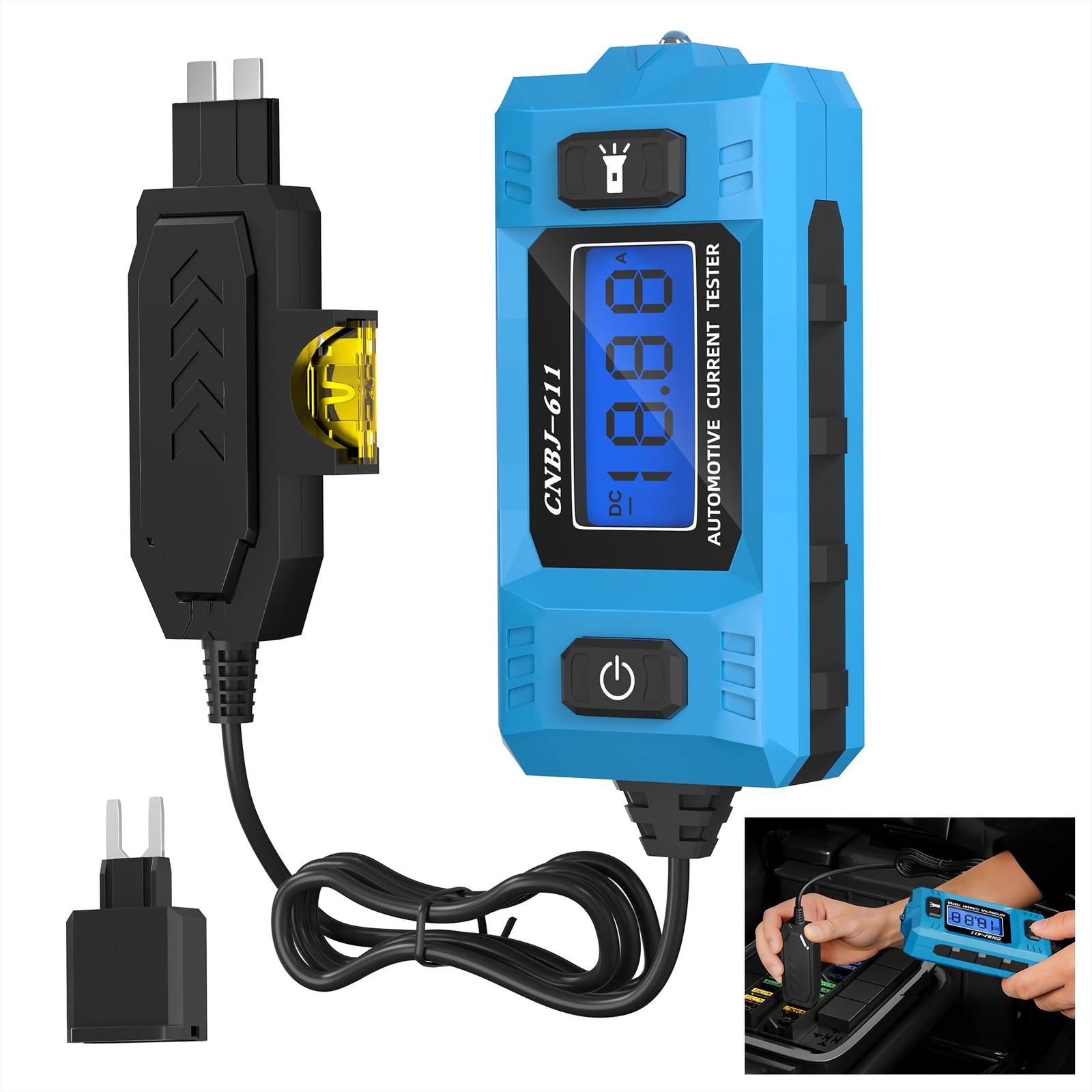 Automotive Circuit Fault Probe Tester, 48V 20A Portable Black and Blue
