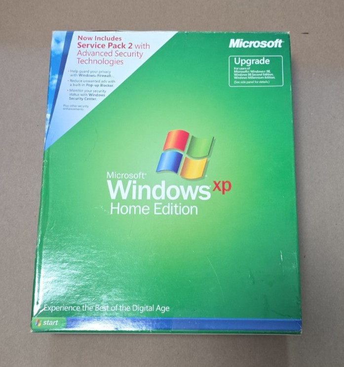 Microsoft Windows XP Home Edition Upgrade W 2 Service Packs + Product Key