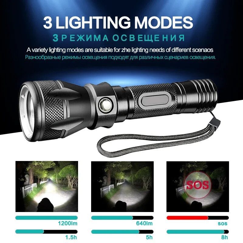 2000LM Scuba Diving Light Underwater LED Flashlight Dive Underwater Lighting US