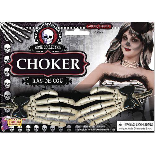 Adult Unisex Skeleton Hand Choker Fancy Dress Accessory