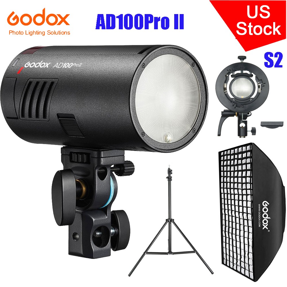 Godox AD100ProII TTL HSS Outdoor Flash+S2 Bracket+60*90cm Grid Softbox+Stand kit