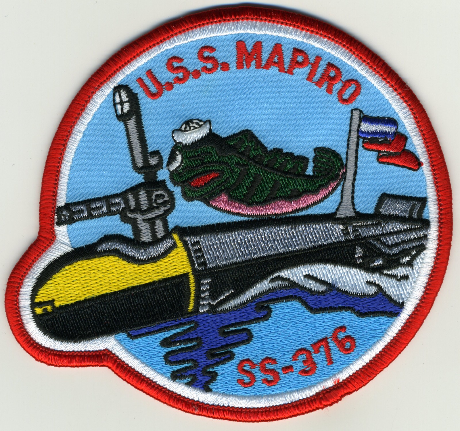 USS Mapiro SS 376 - Fish w/ Large Torpedo BC Patch Cat No B695