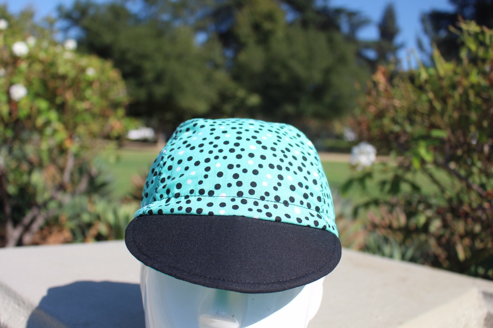 CYCLING CAP BLACK DOTS HANDMADE IN USA S M L