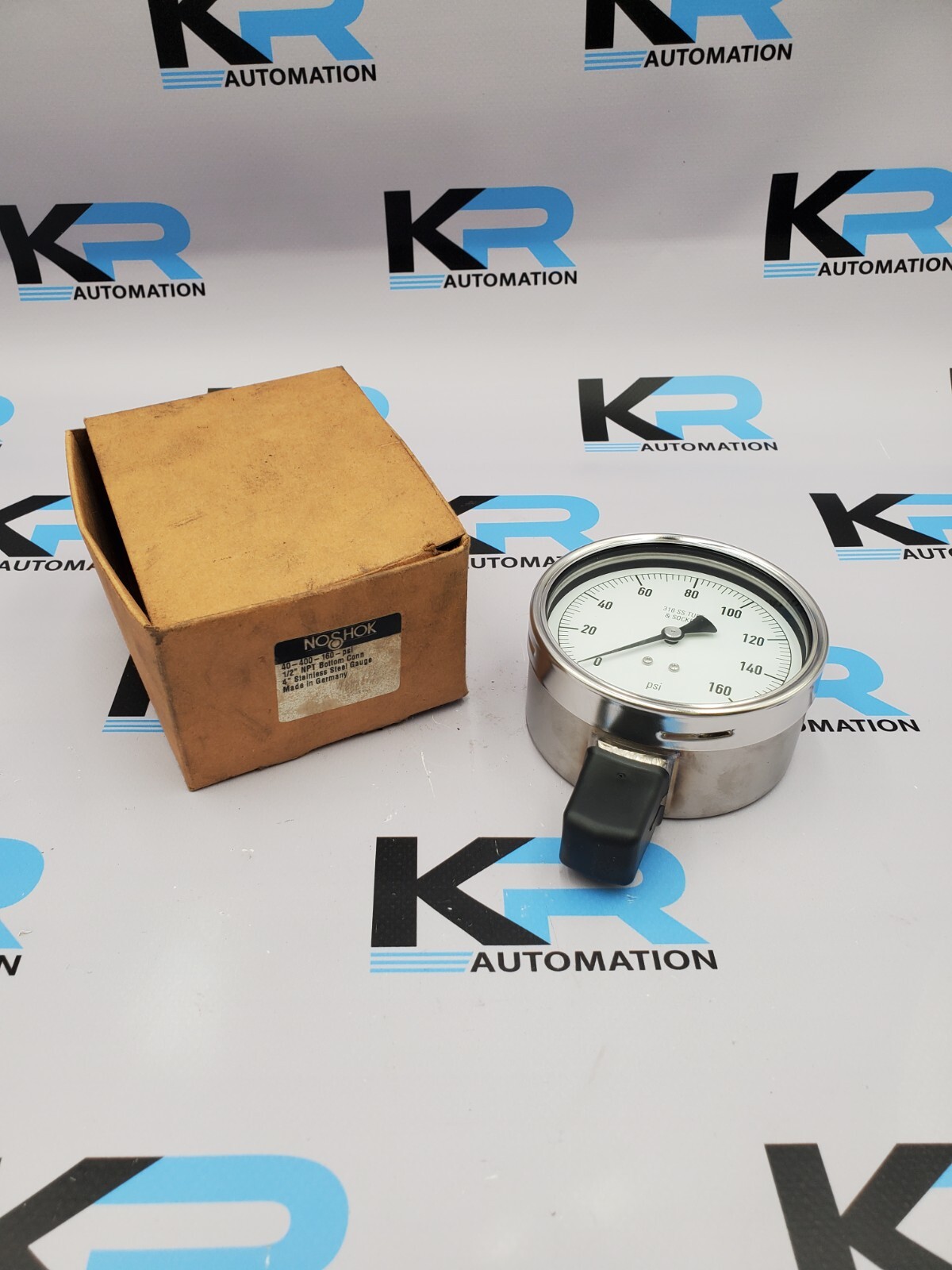 NEW NoShok 40-400-160-PSI 4" Gauge 1/2" NPT Bottom Conn 0-160PSI 316SS Tube