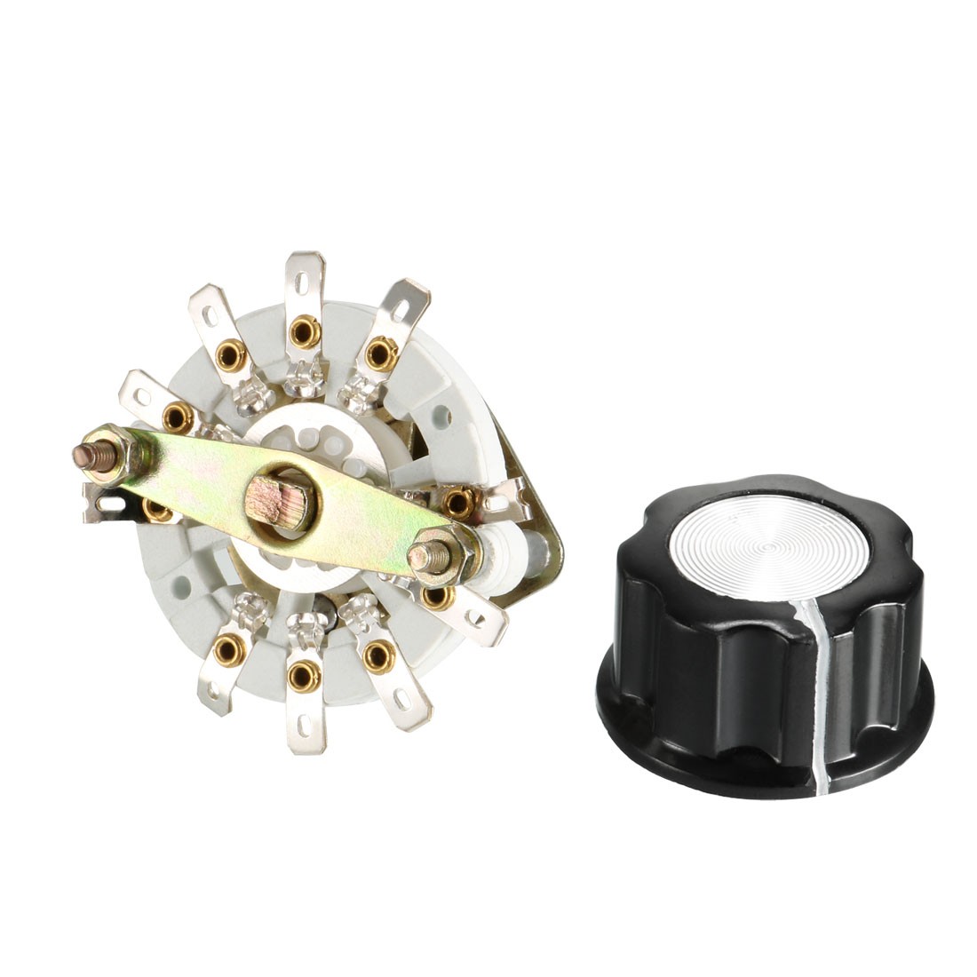2P4T 2 Pole 4 Throw Single Deck Band Channel Rotary Switch Selector with Knob