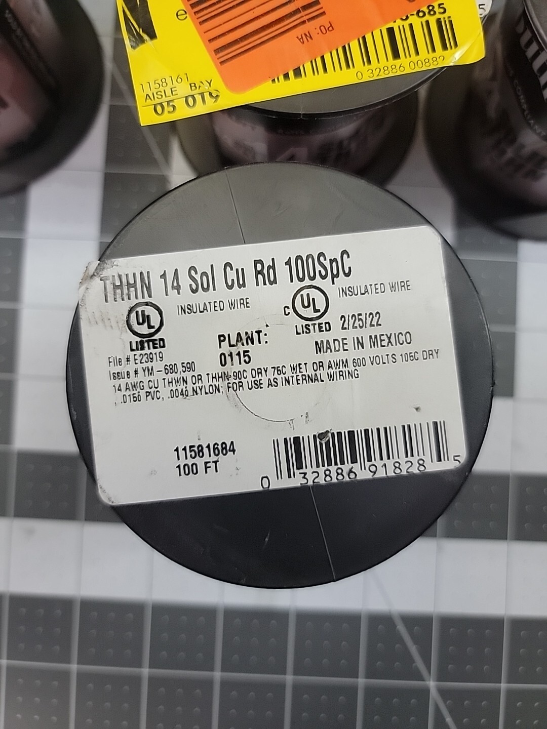 [1] Southwire THHN 14 Gauge Solid Wire, 100' per Roll, Red