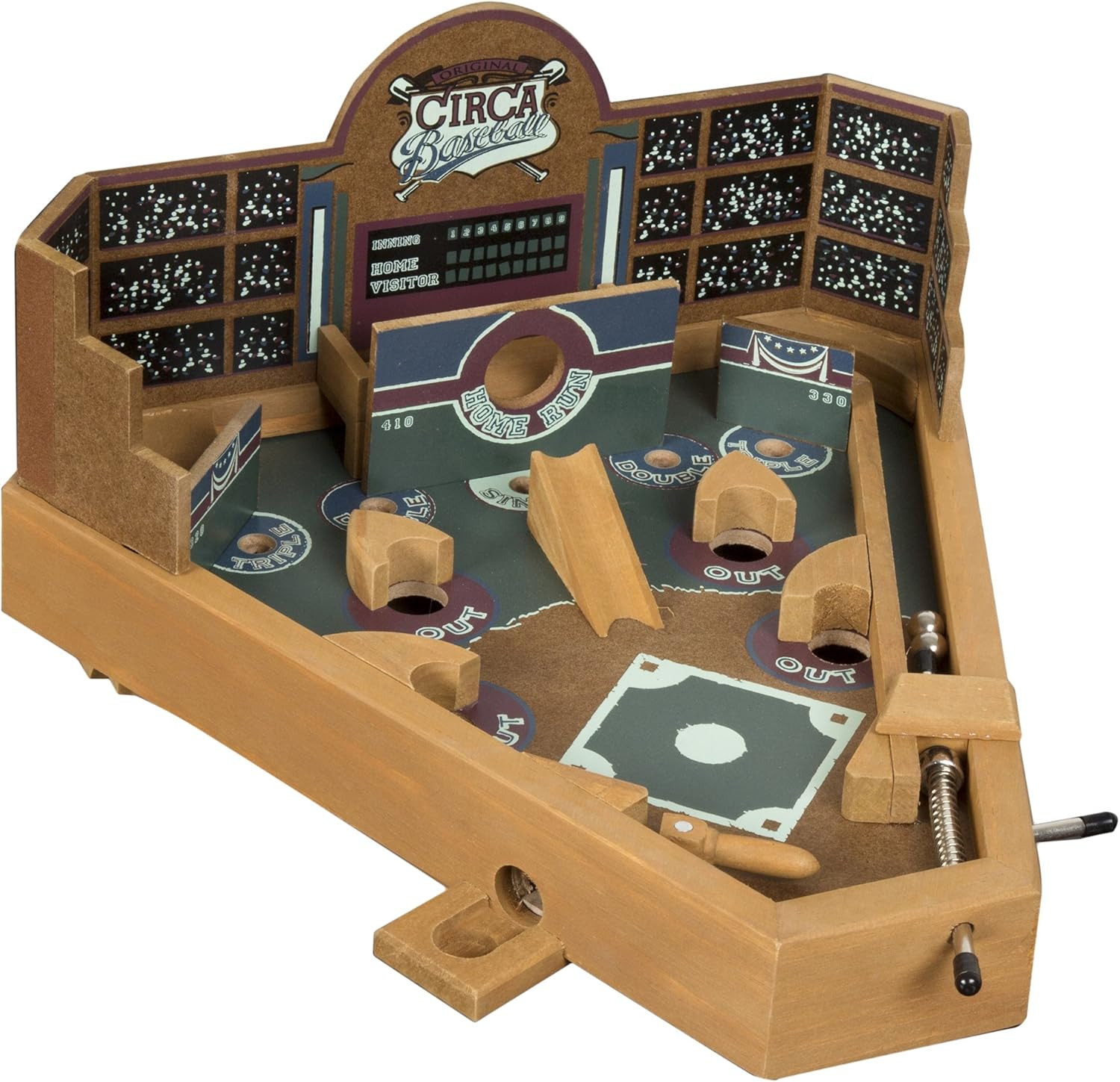 Baseball Pinball Tabletop Skill Game - Classic Miniature Wooden Retro Sports Arc