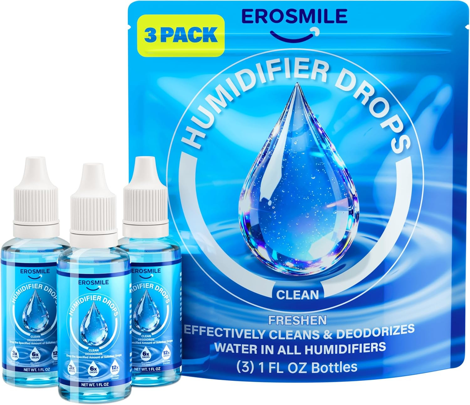 Humidifier Cleaner Drops [3 Pack] Humidifier Water Treatment Cleaning Drops for
