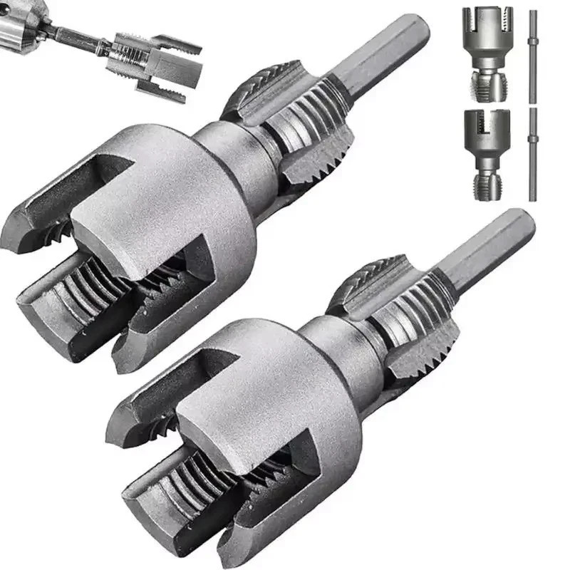 2pcs Integrated Internal & External Pipe Threading-Tool,PVC Pipe Threader Kit