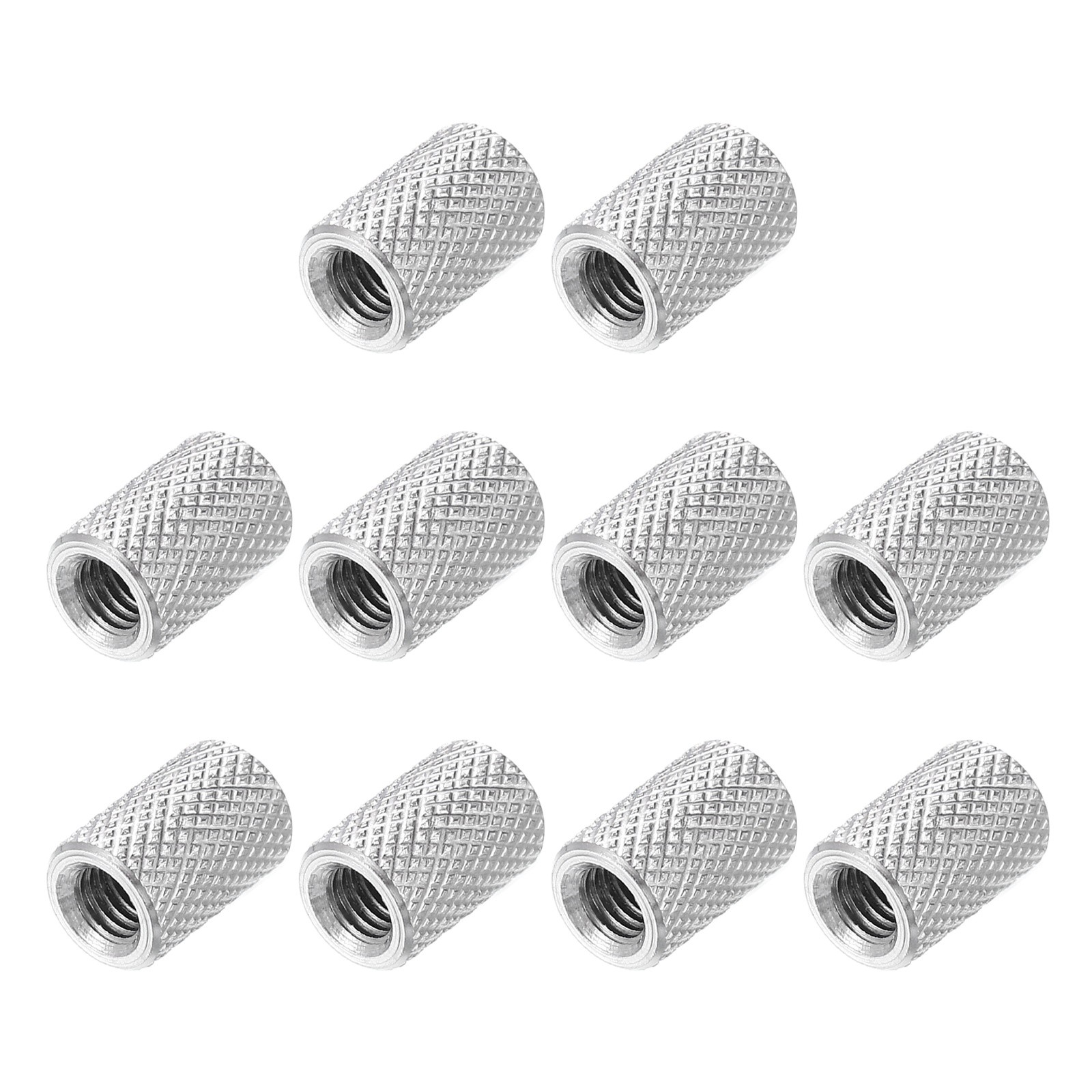 M5 10 Pack 304 Stainless Steel Round Knurled Connector Nuts,0.31"OD x 0.39"H