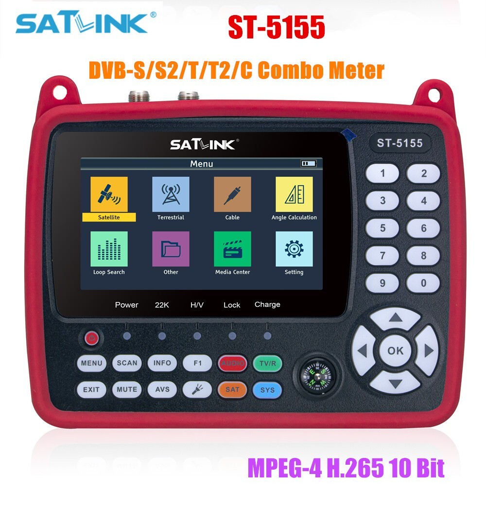 SATLINK ST-5155 Satellite Finder Meter DVB-S/S2/T/T2/C Combo MPEG-4 H.265 10 Bit