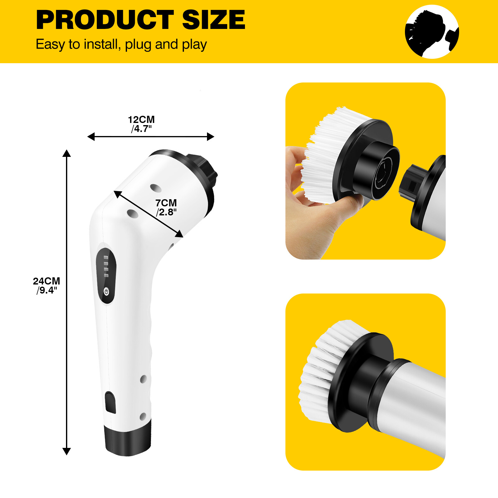 Powerful Spin Scrubber Electric Mop Rechargeable & Cordless For Kitchen,Bath