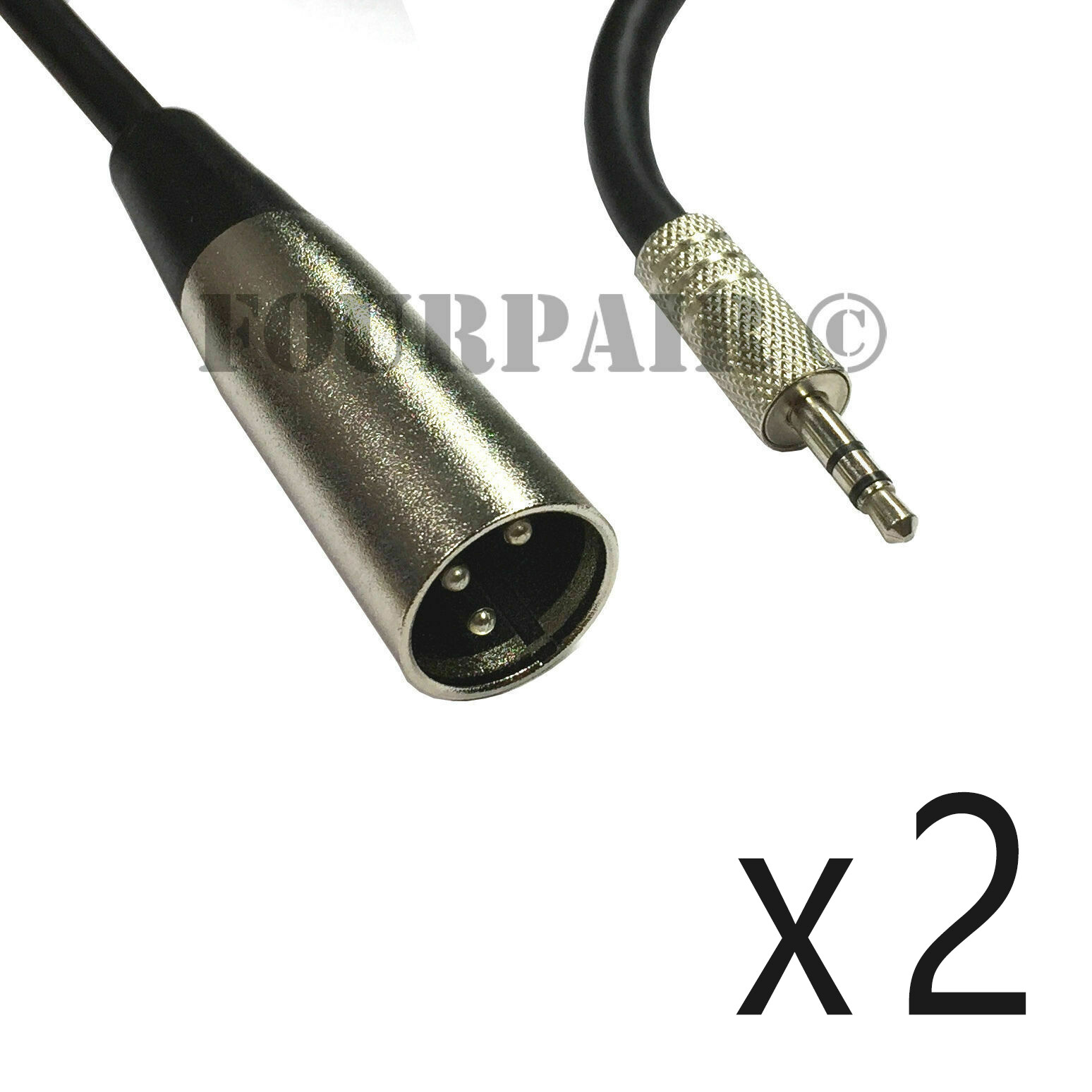 2 Pack - 15ft XLR 3-Pin Male to 3.5mm 1/8" Stereo TRS Plug Microphone Mic Cable