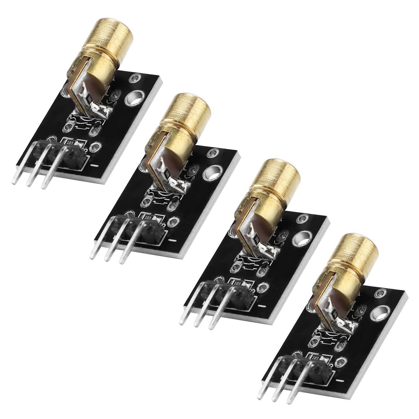 4 Pcs 3 Pin 650nm Red Transmitter Module Dot Diode Copper Head Sensor Module ...