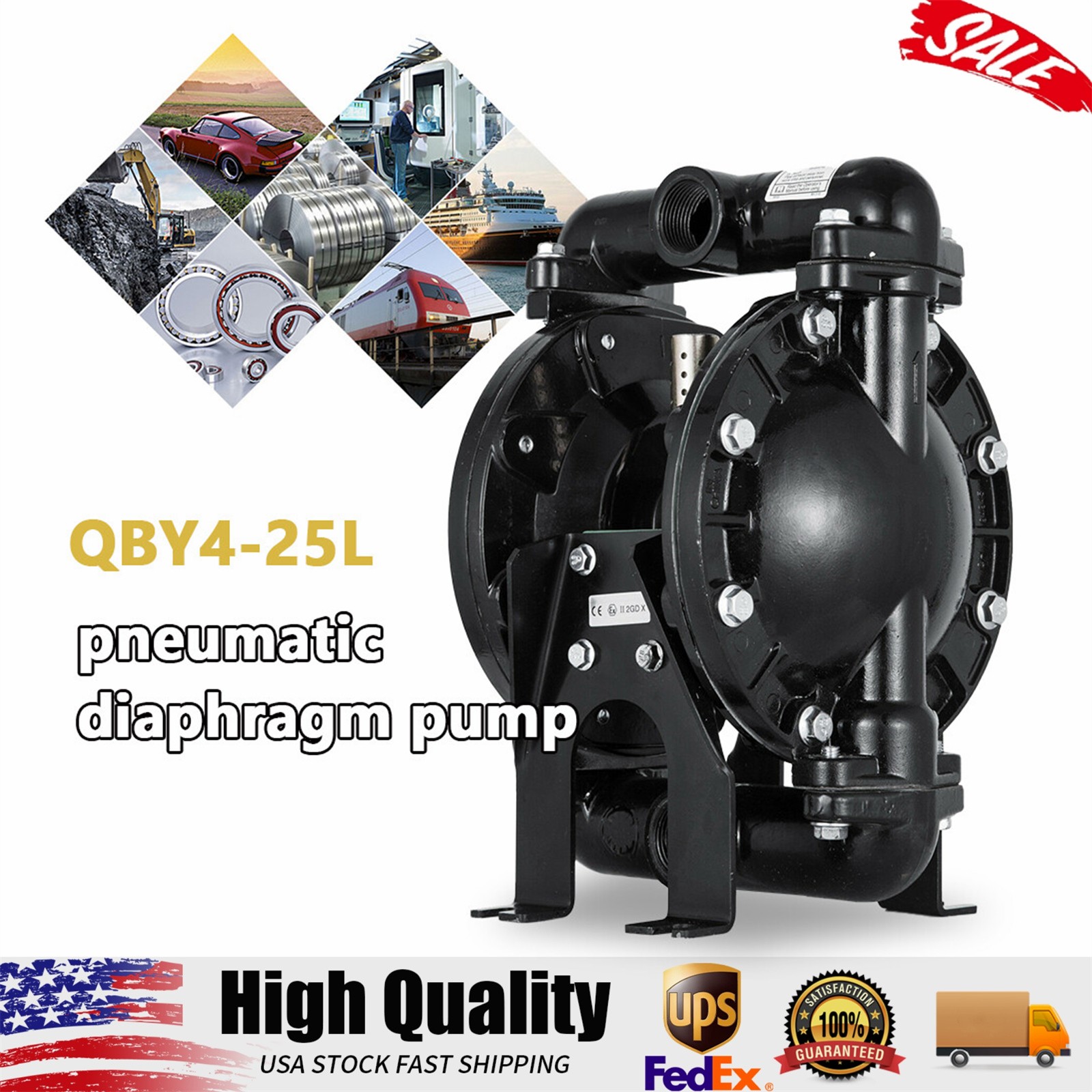 35Gpm Pneumatic Dual Diaphragm Pump Air-Operated Waste Oil Transfer Pump 120PSI