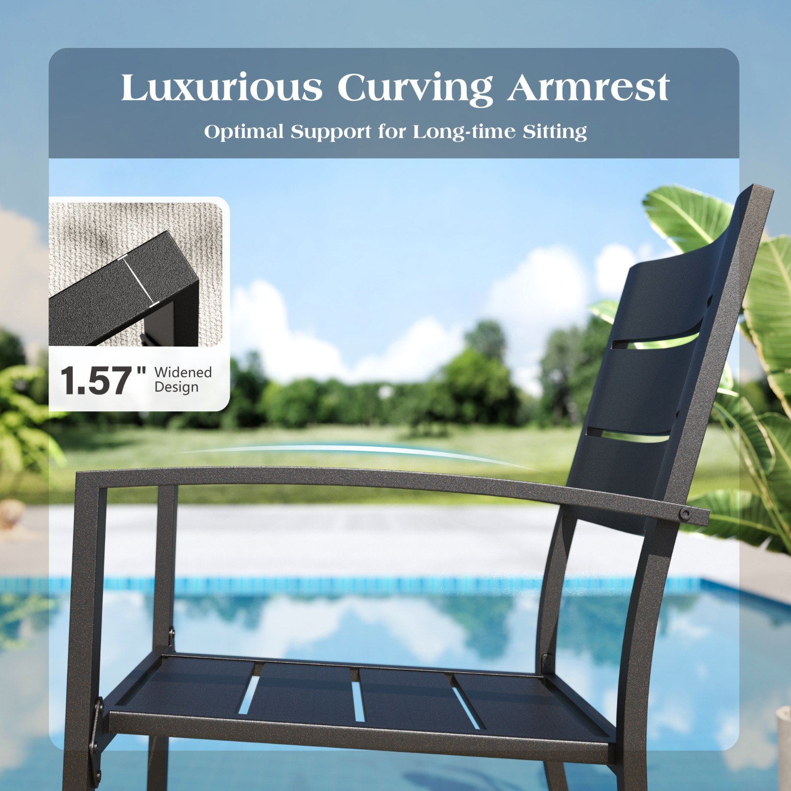Outdoor Chairs Metal Rustproof Patio Dining Chair Set of 8 Stackable Armchairs