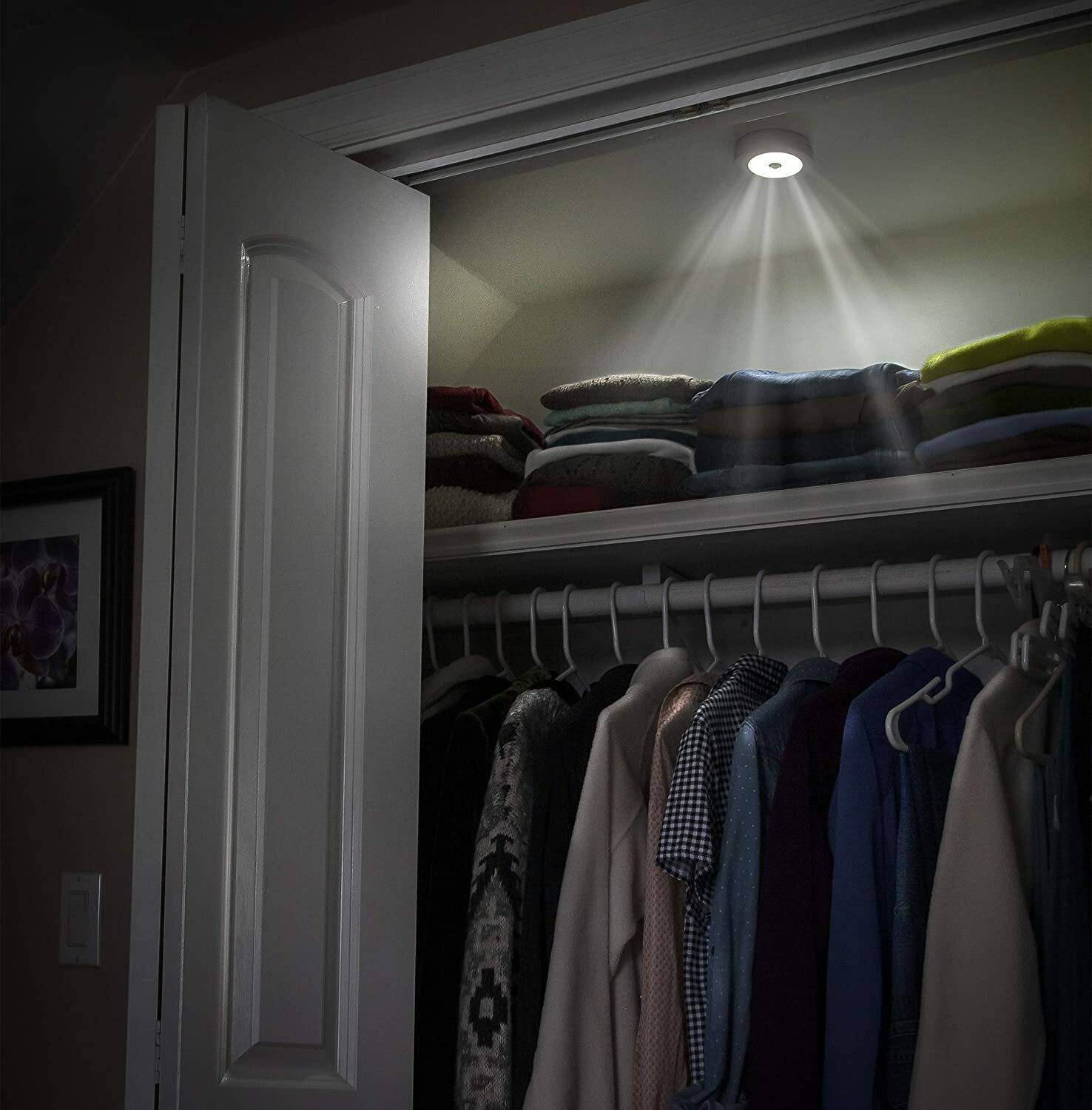 Over Lite As Seen On TV 4 in x 4 in Motion Activated Ceiling/Wall Light -Battery