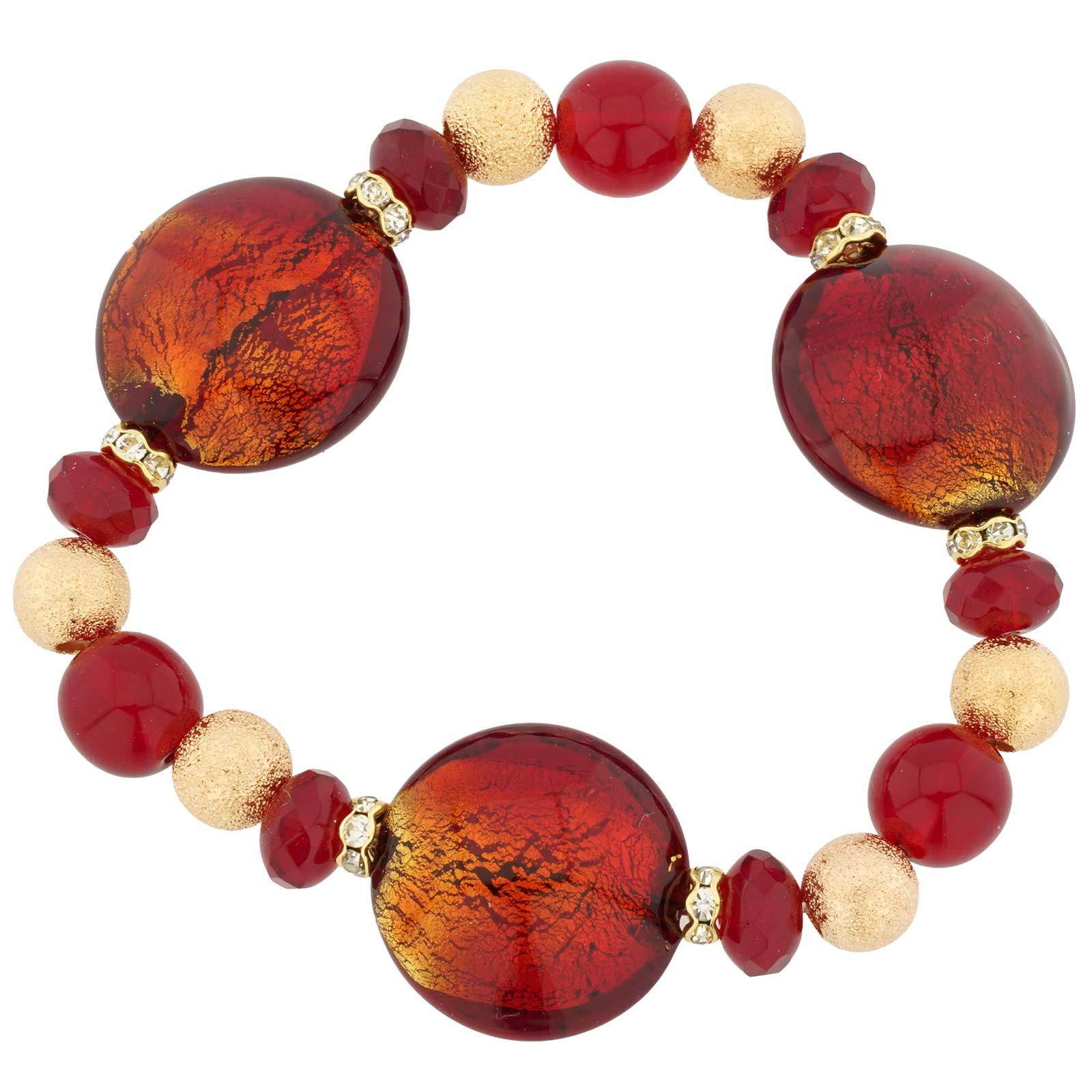 GlassOfVenice Murano Glass Murano Magic Bracelet - Red Marble
