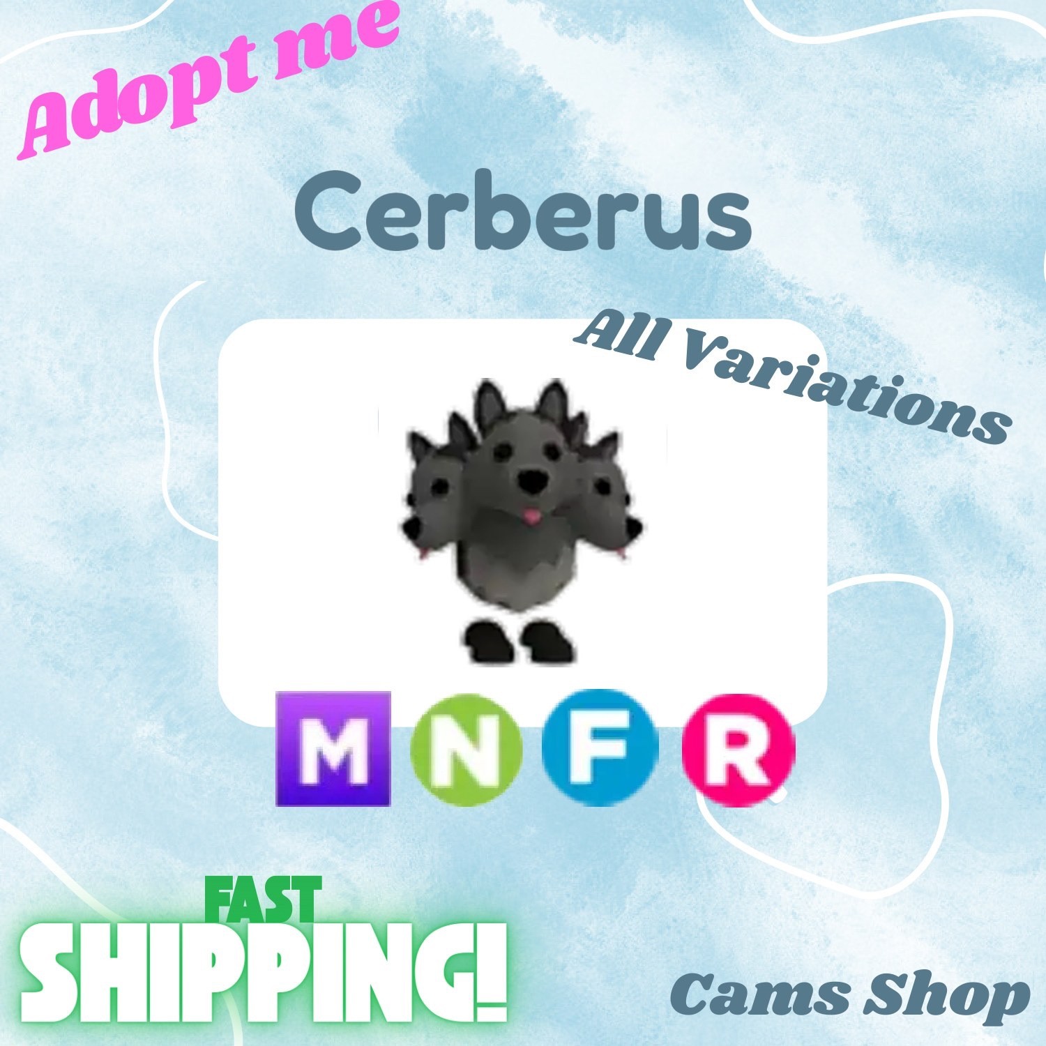 Cerberus | All Variations No Pot, FR, NFR, Mega, MFR - Adopt From Me Pets