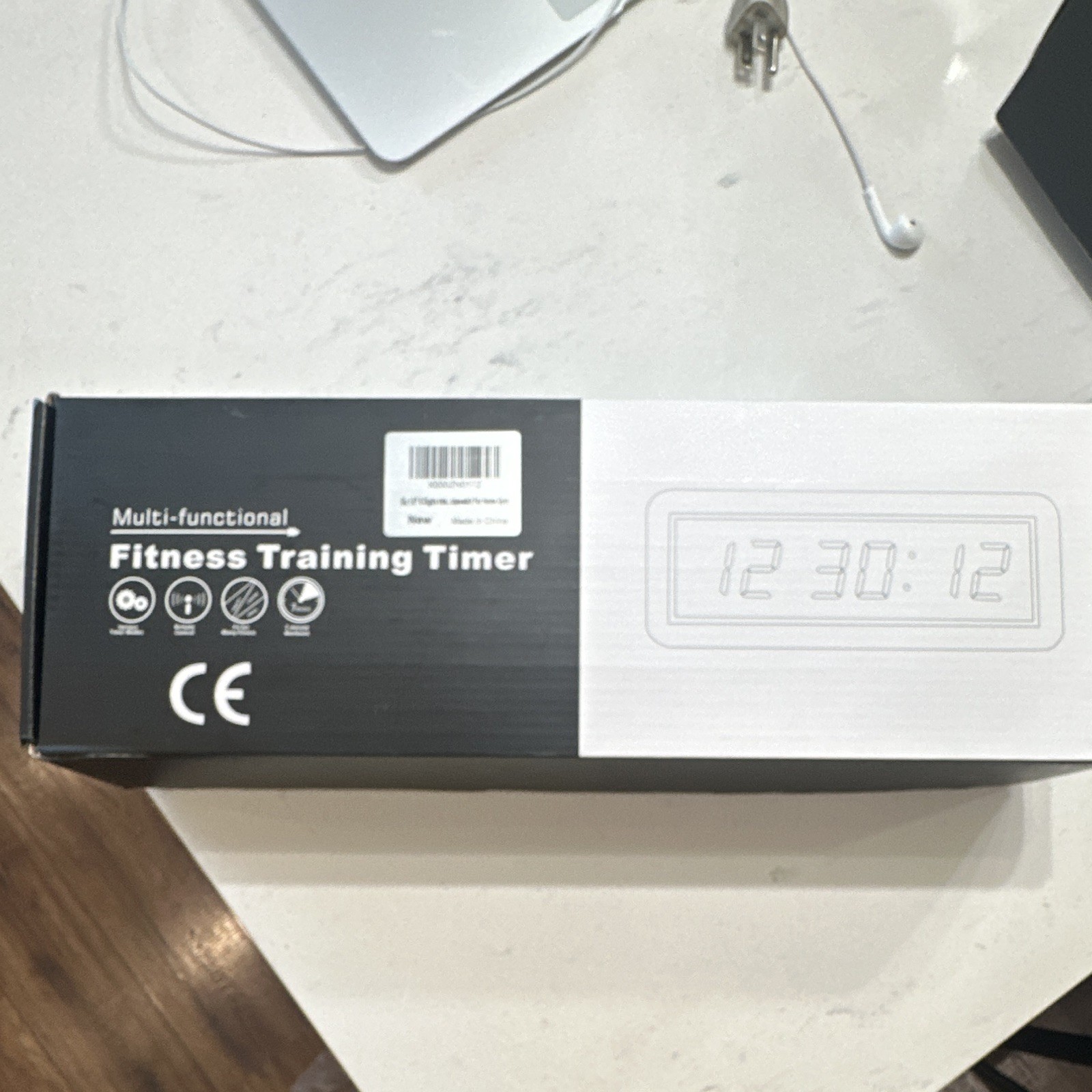 Fitness Training Timer Stopwatch w/ Remote, Power Adapter, Black, Corded
